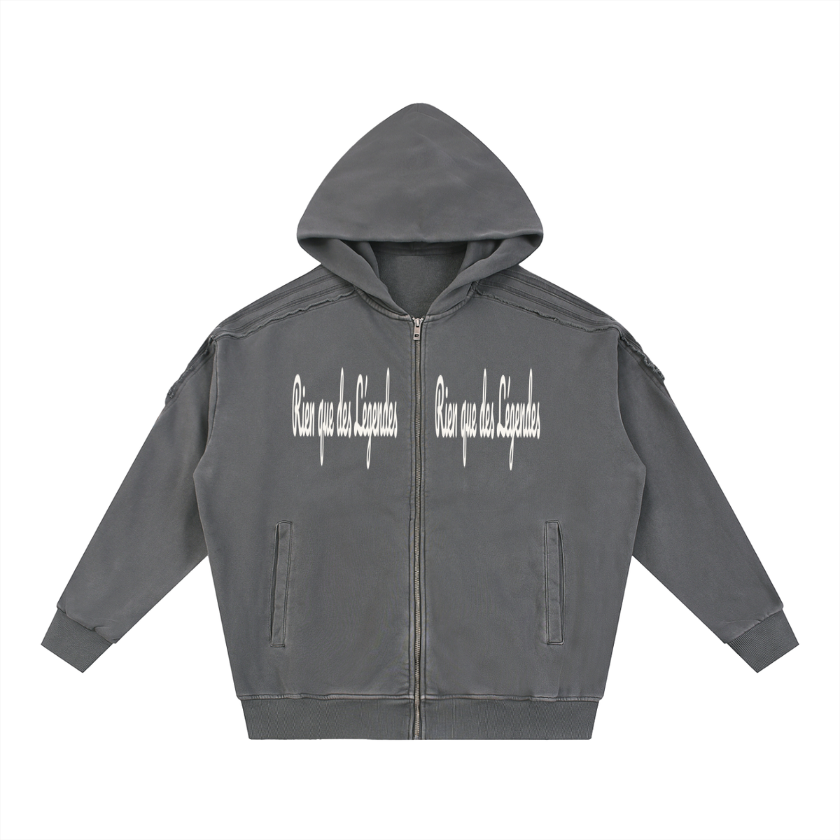 Nothing But Legends - Rien que des légendes - Snow Washed Tape Raw Edge Zip Hoodie