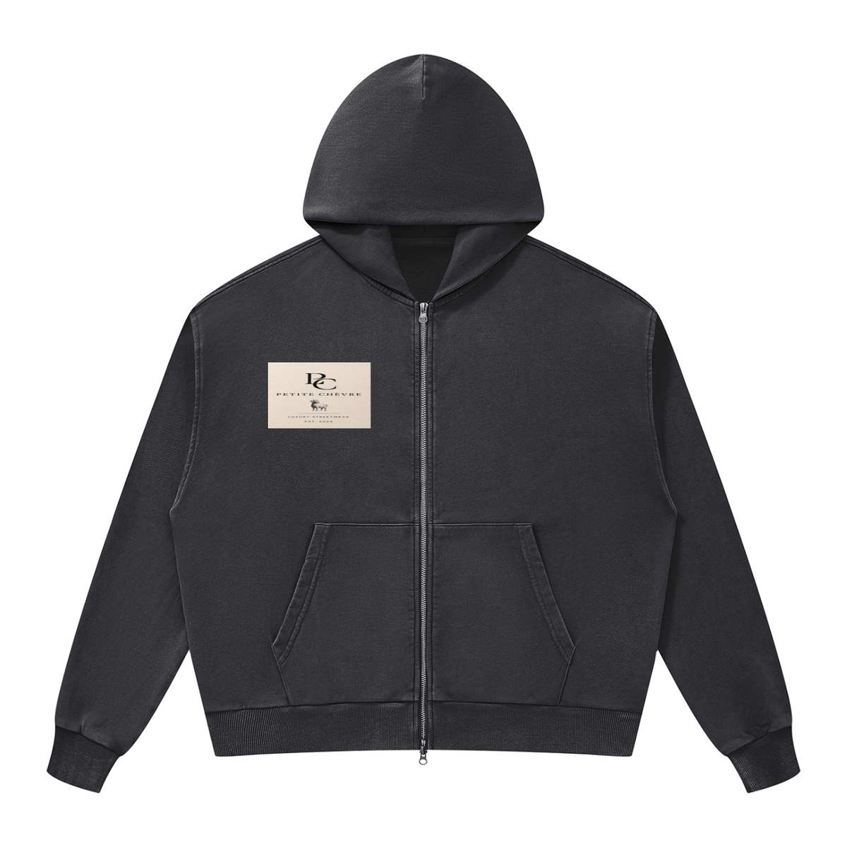 Unisex Mineral Wash Boxy Full Zip Hoodie