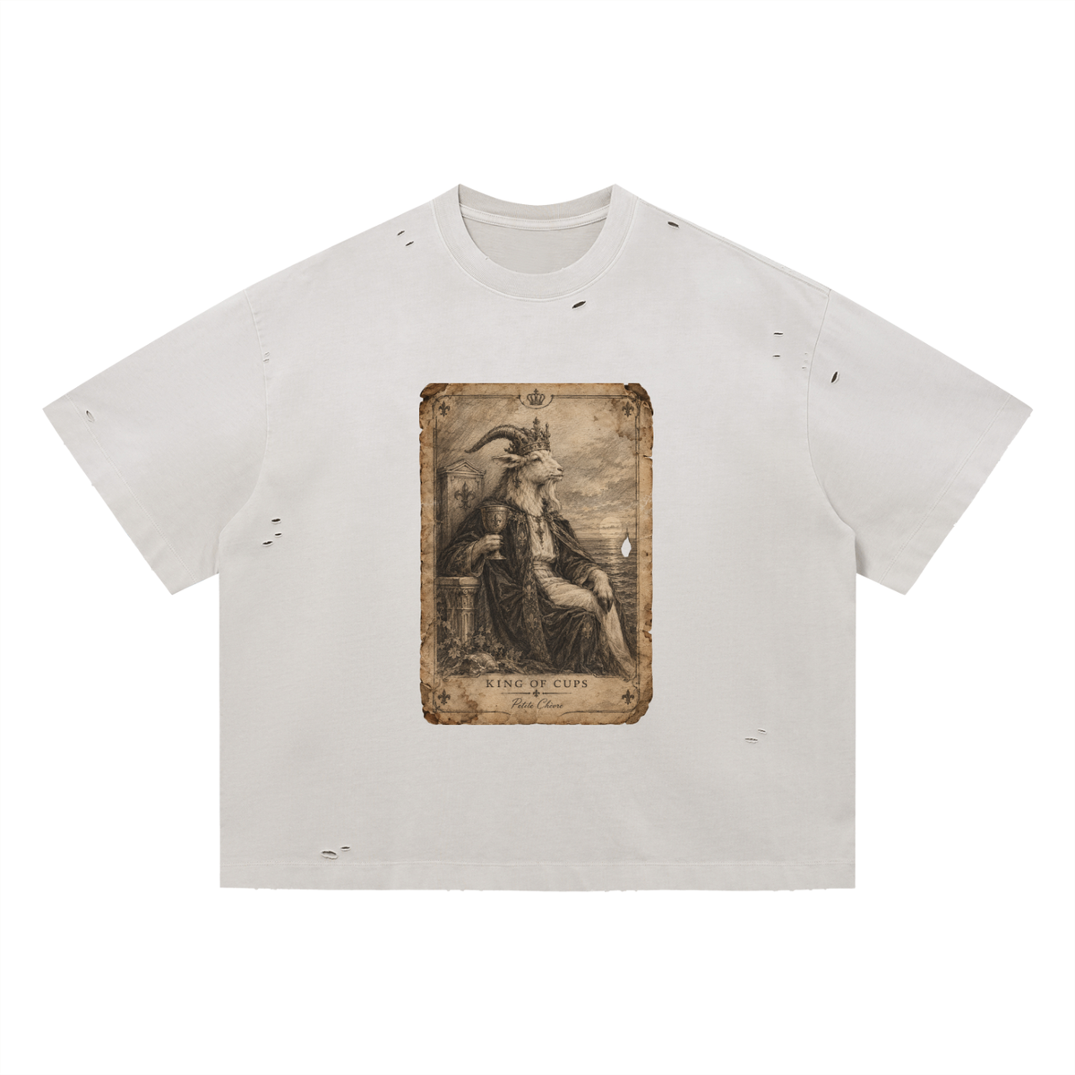 King of cups Washed Distressed Boxy Oversized T-Shirt