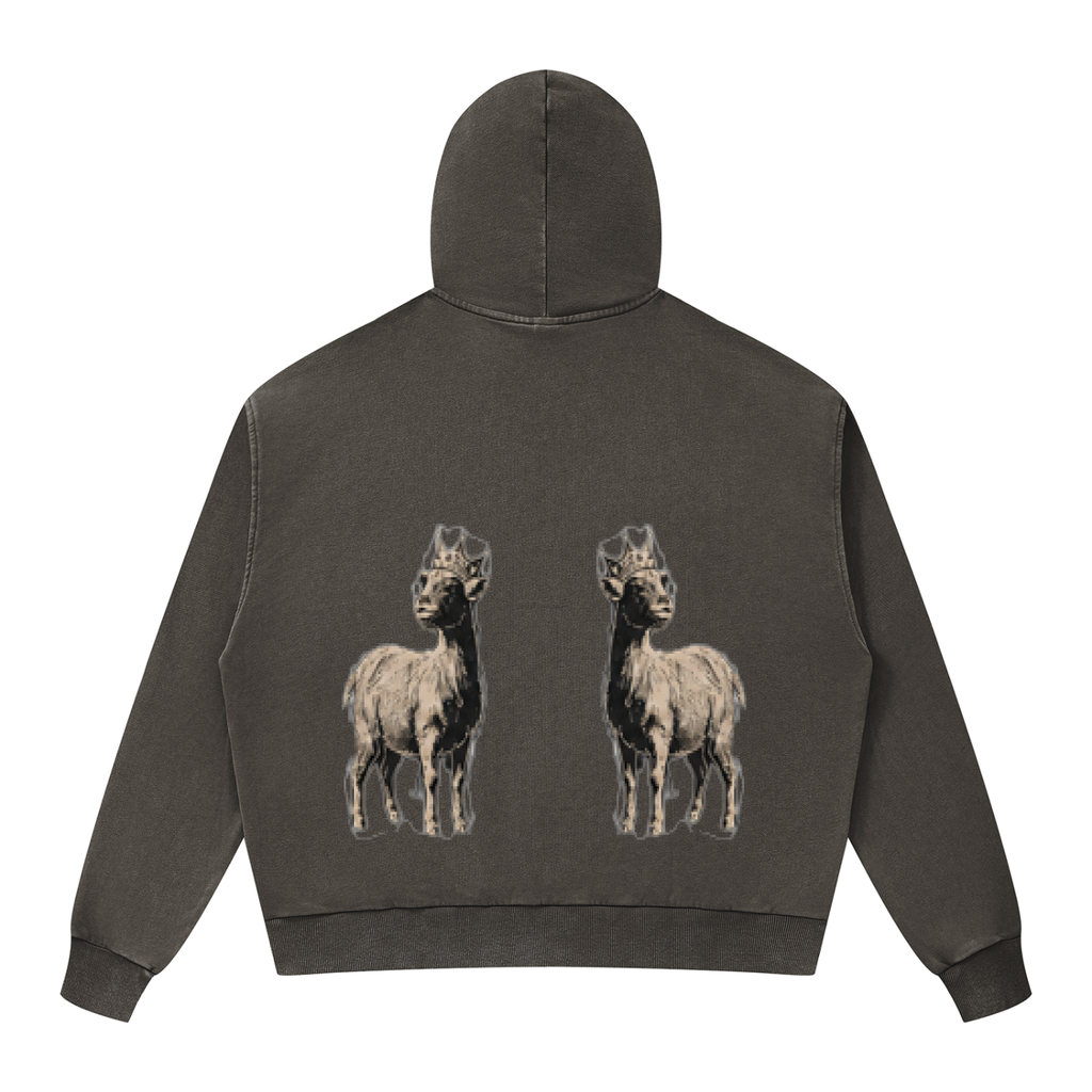 Unisex Mineral Wash Boxy Full Zip Hoodie