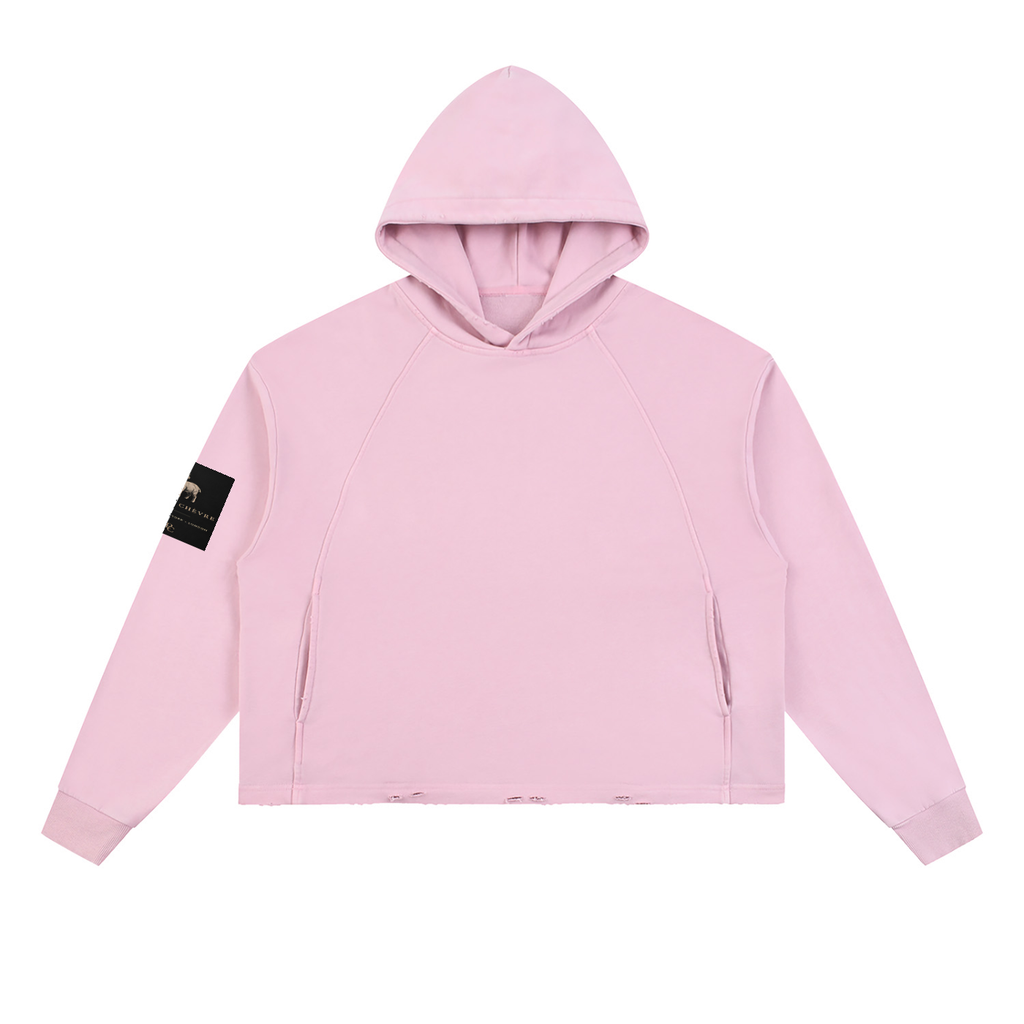 Vintage Washed Frayed-Hem Hoodie (multiple colors)