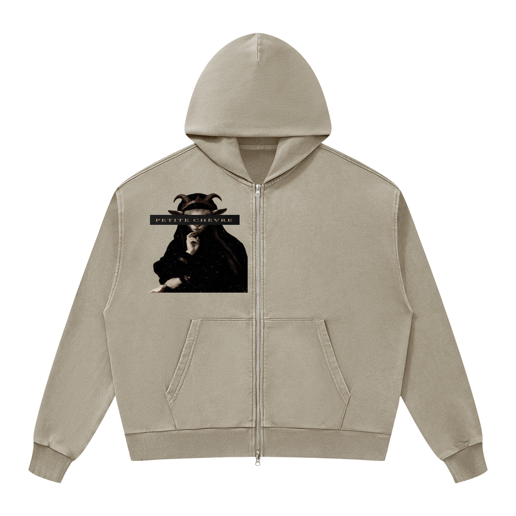 Street Goth Mineral Wash Boxy Full Zip Hoodie