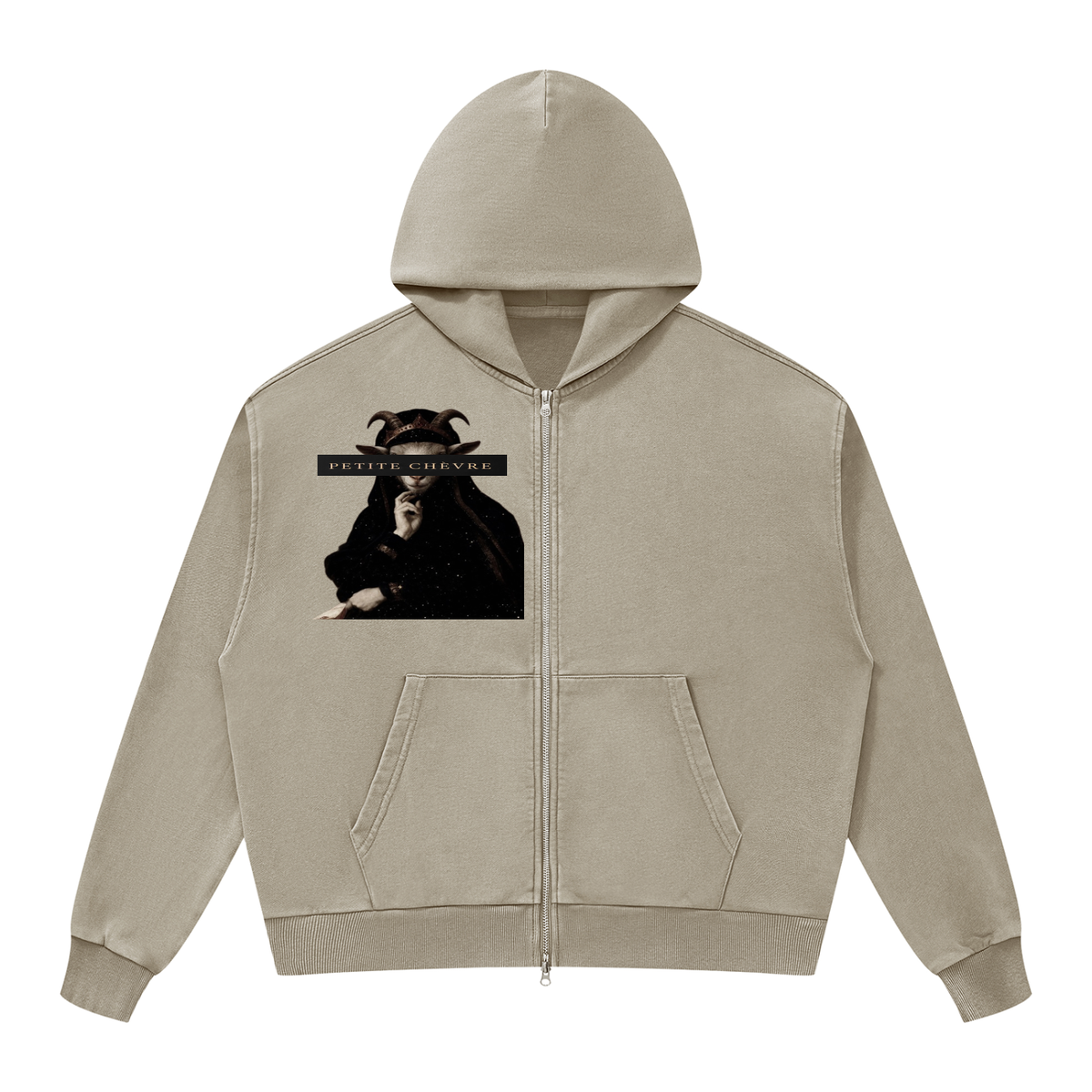 Street Goth Mineral Wash Boxy Full Zip Hoodie