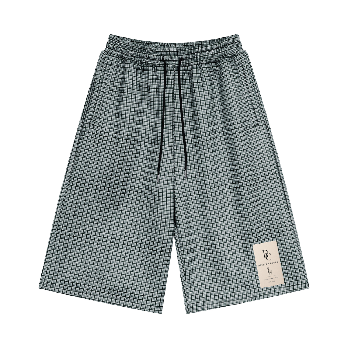 Unisex Plaid Drawstring Shorts