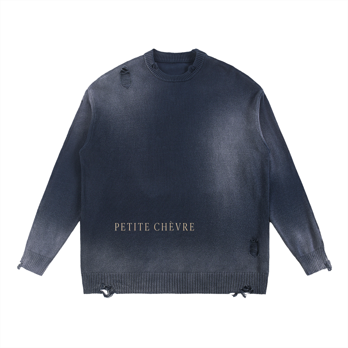 Sun Fade Distressed Ripped Crewneck sweater