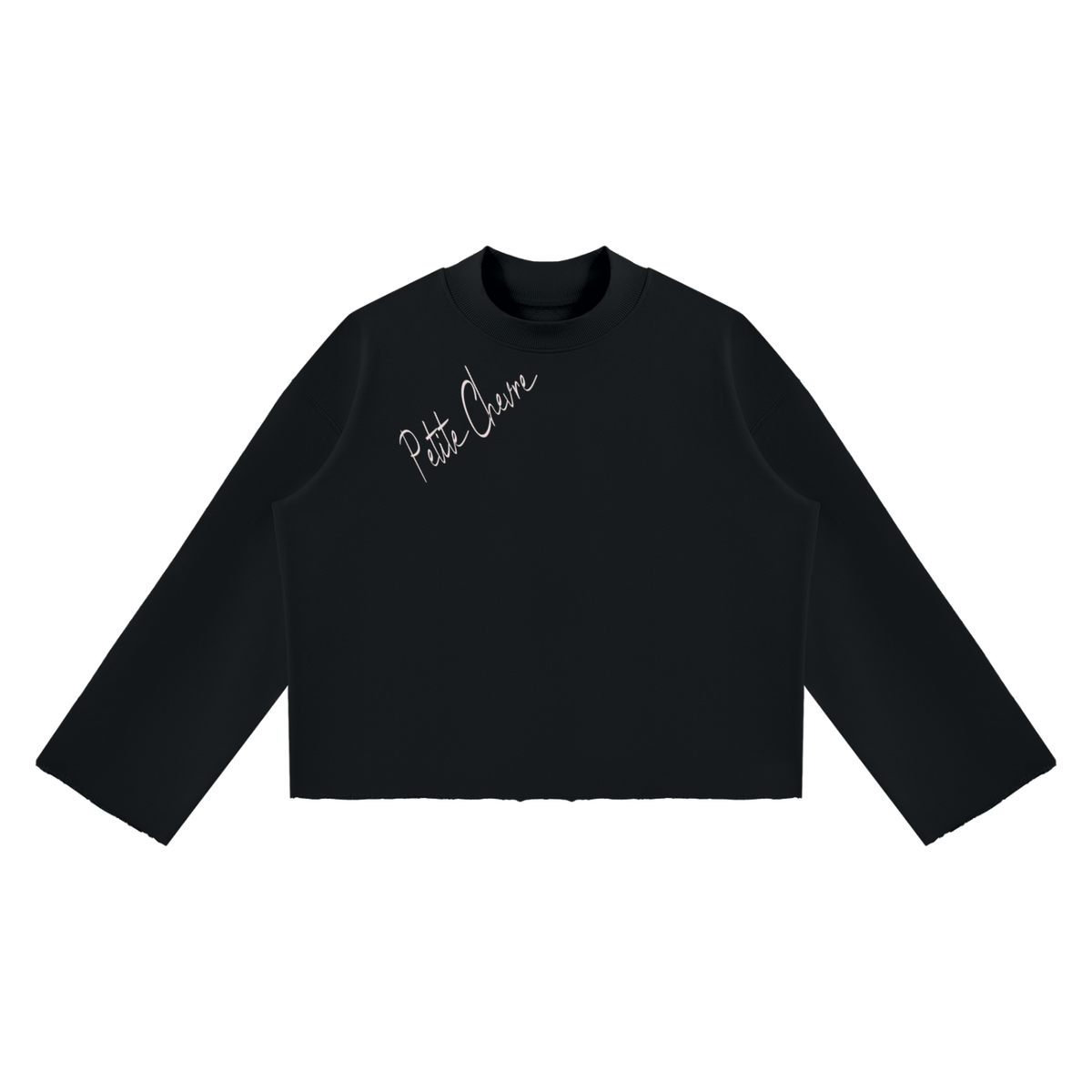 Unisex Mock Neck Raw Edge Boxy Sweatshirt