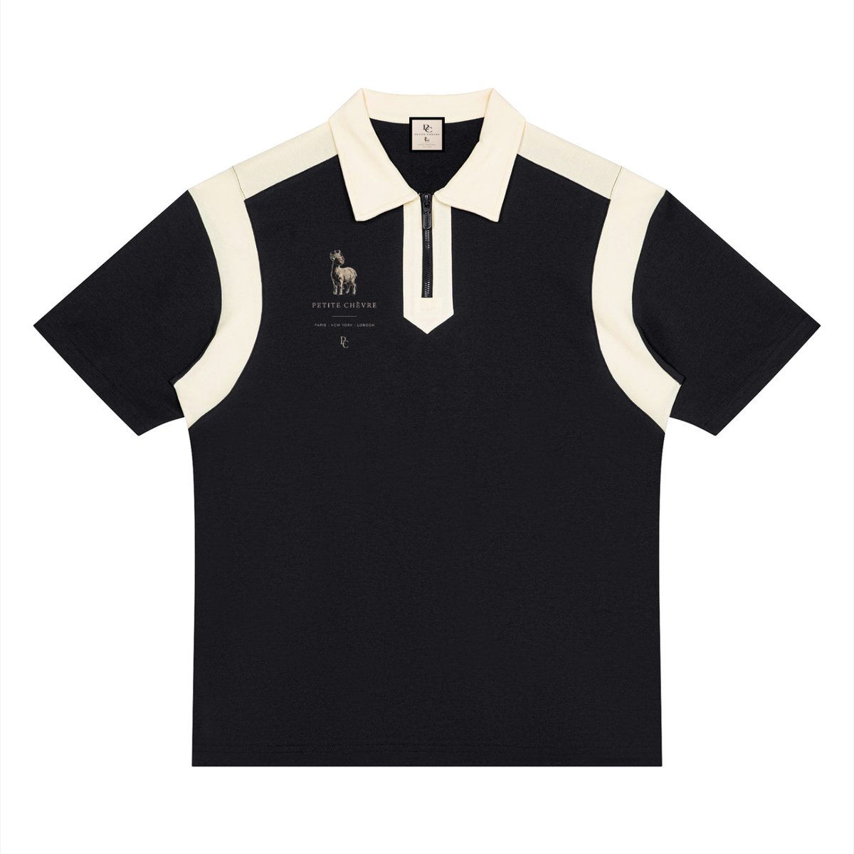 Unisex Color Block Quarter Zip Polo Shirt
