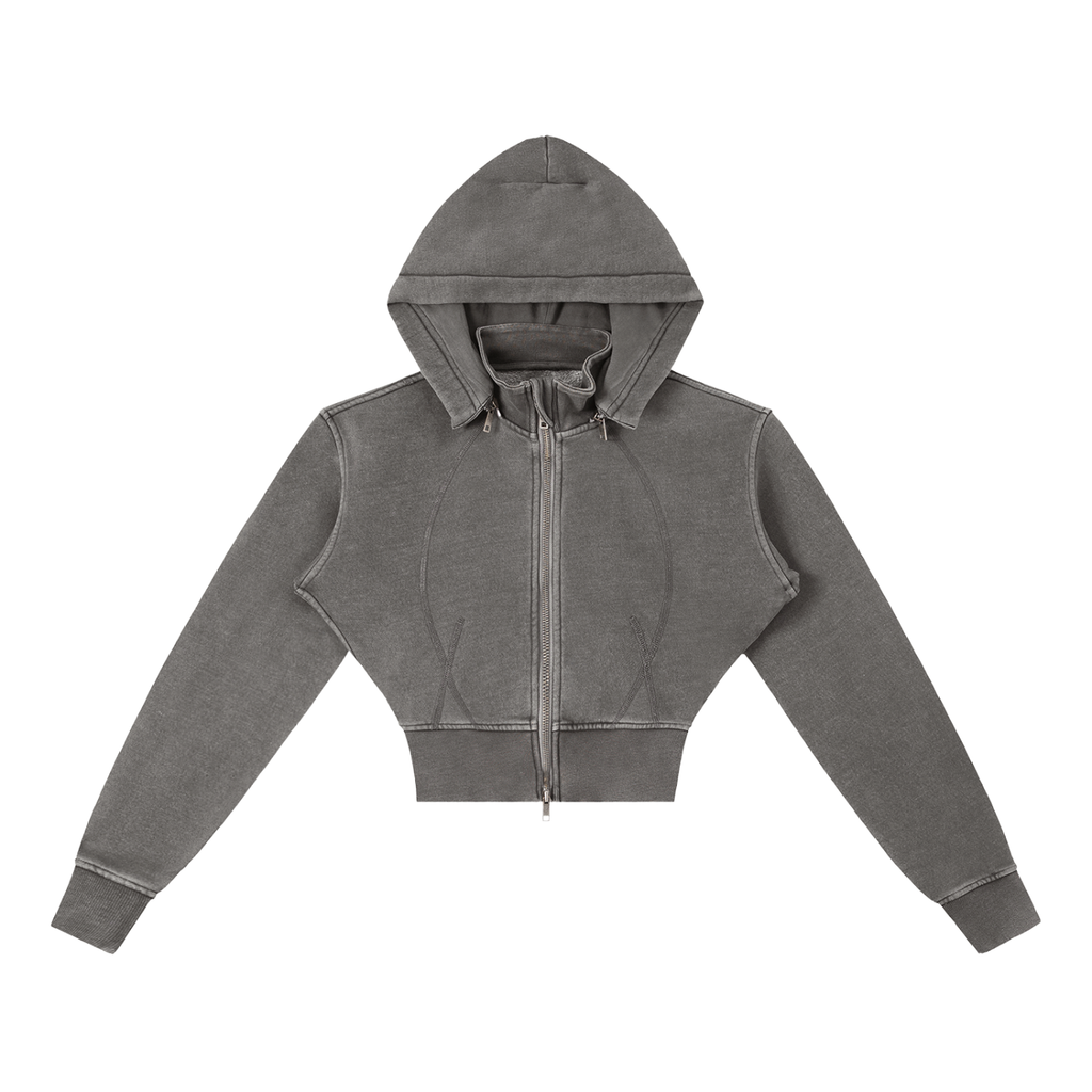 women's Vintage Washed Cropped Fleece Hoodie