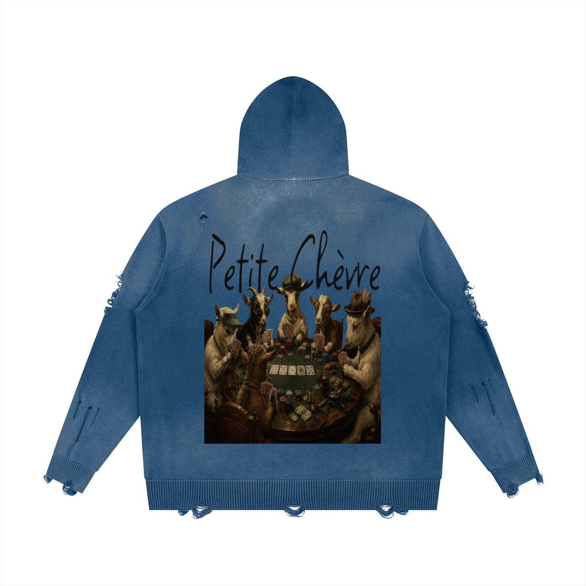 Unisex Distressed Full Zip Sweater