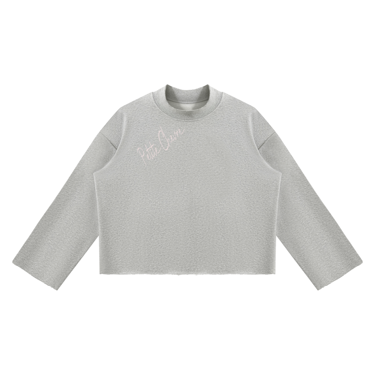 Unisex Mock Neck Raw Edge Boxy Sweatshirt