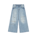 Women's Vintage Wash Distressed Wide Leg Jeans