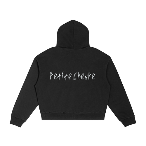 Contrast Plaid Boxy Zip Hoodie (Also in Grey)