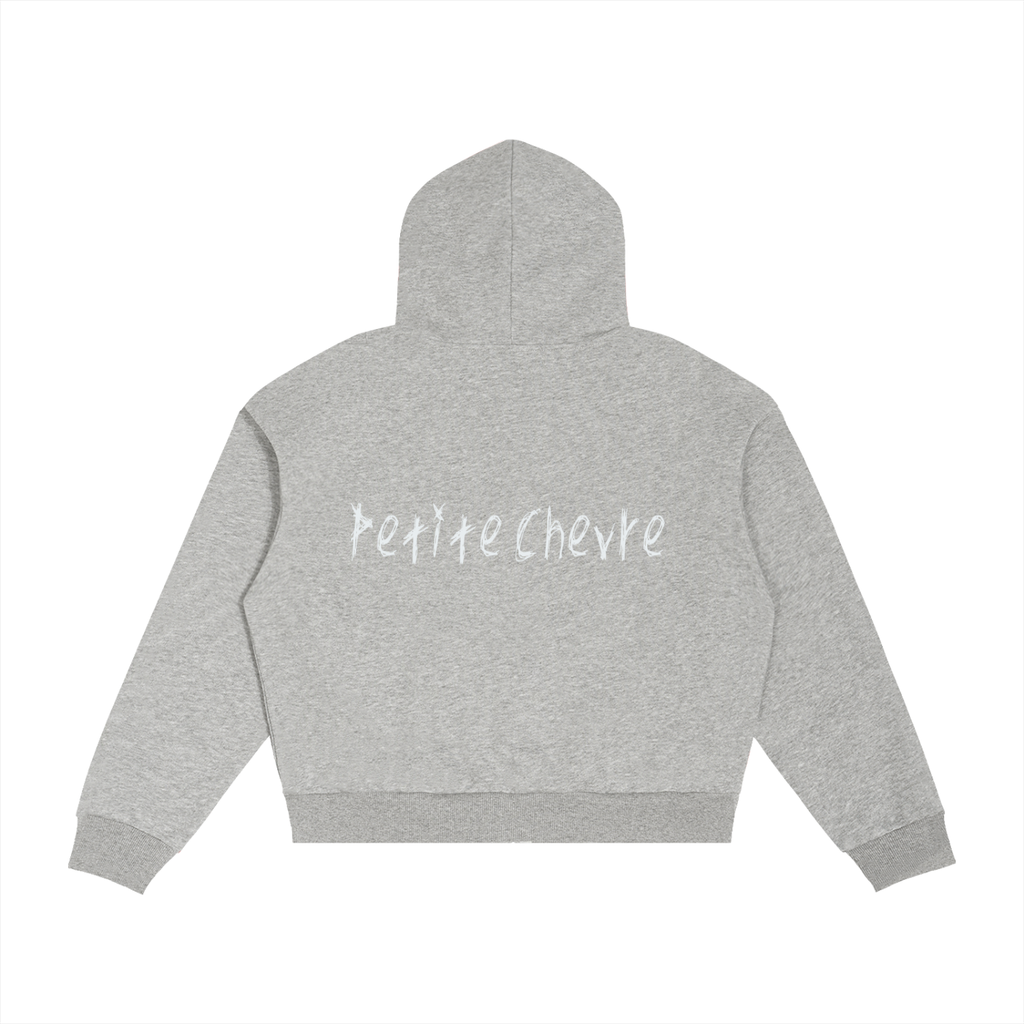 Contrast Plaid Boxy Zip Hoodie (Also in Grey)