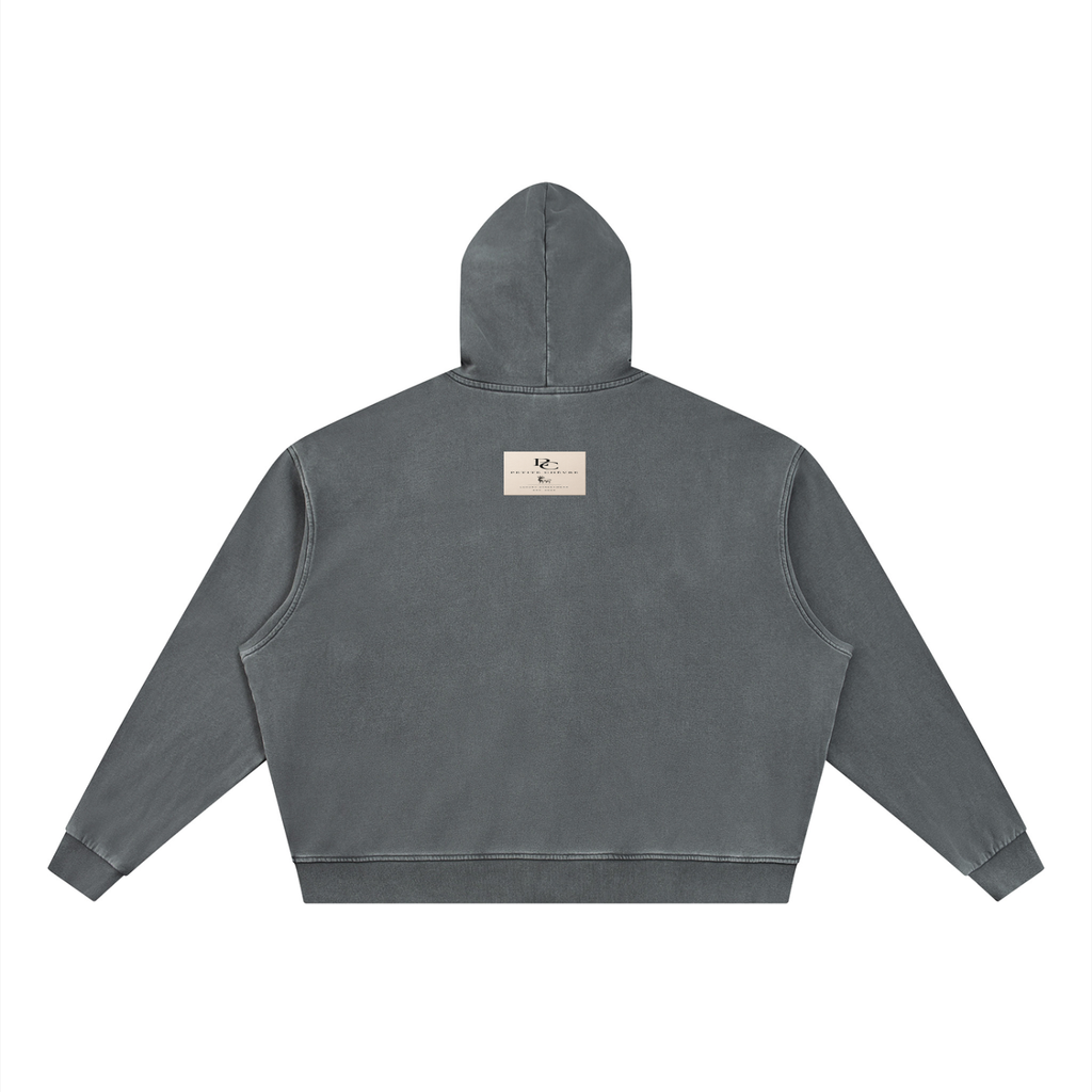 Unisex Vintage Wash Full Zip Boxy Hoodie