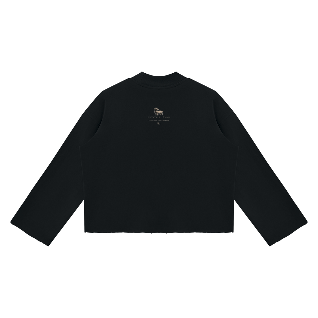 Unisex Mock Neck Raw Edge Boxy Sweatshirt