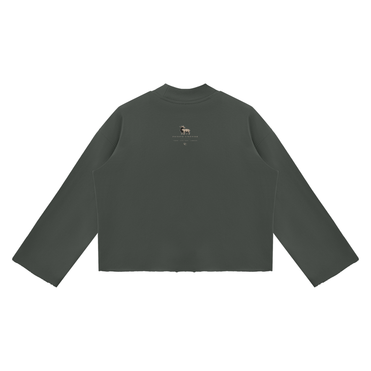 Unisex Mock Neck Raw Edge Boxy Sweatshirt