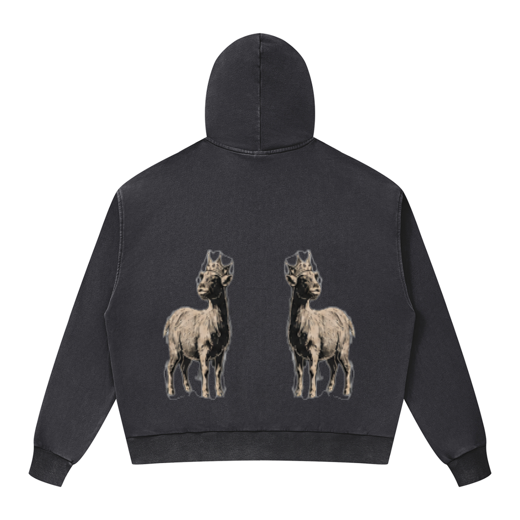 Unisex Mineral Wash Boxy Full Zip Hoodie