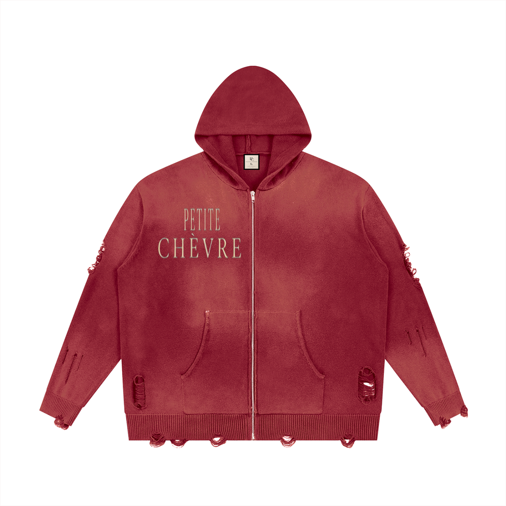 Distressed Full Zip Sweater (multiple colors)