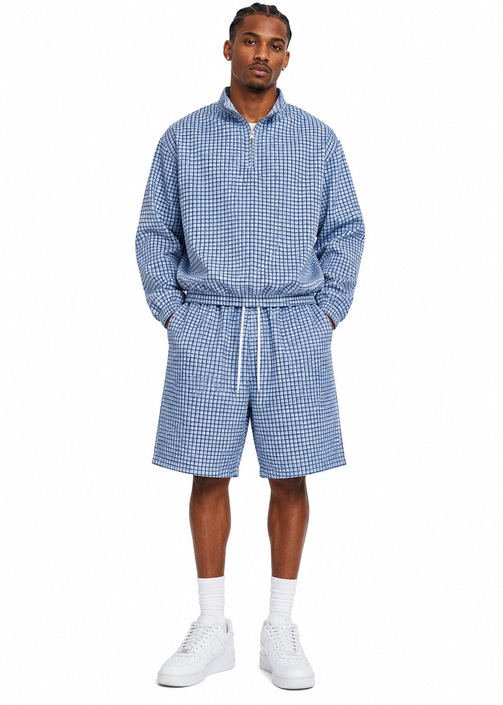 Unisex Plaid Quarter-Zip Sweatshirt
