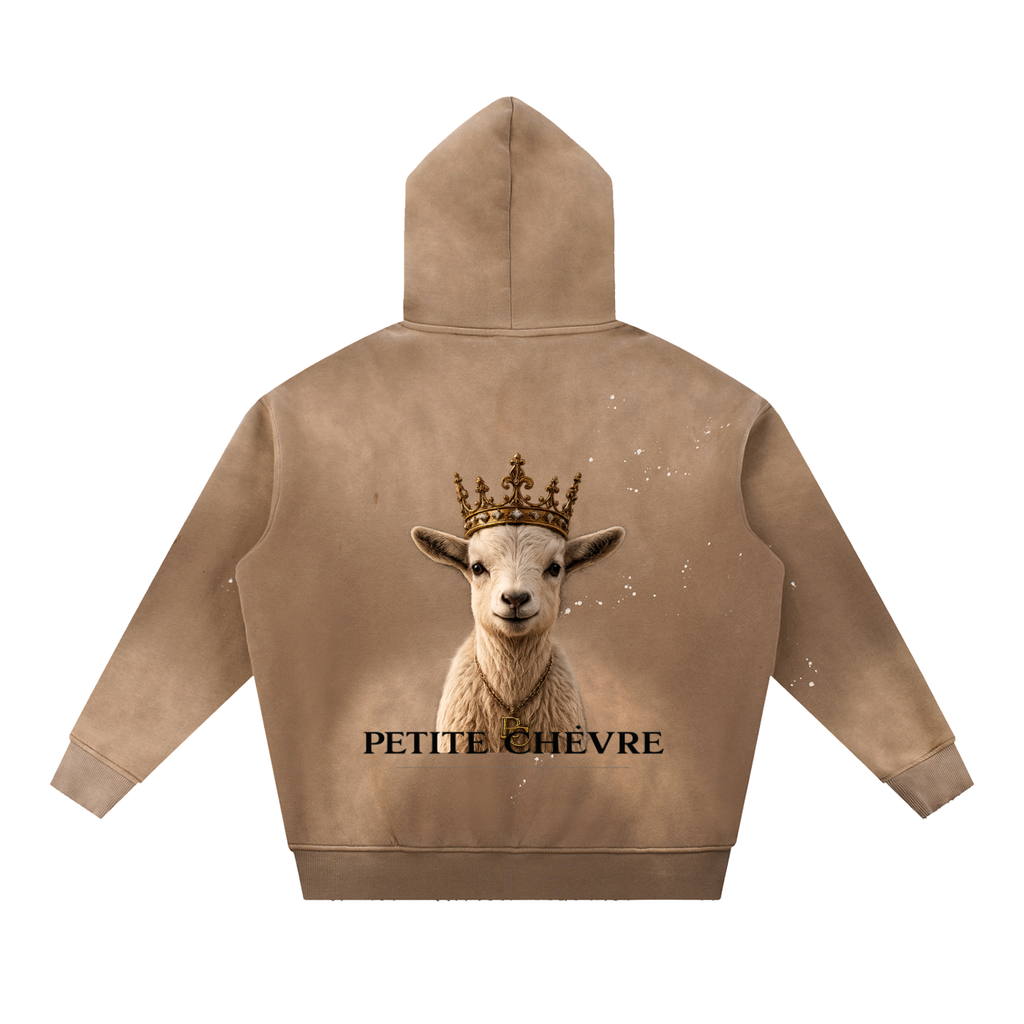 Vintage Washed Frayed Fleece Hoodie