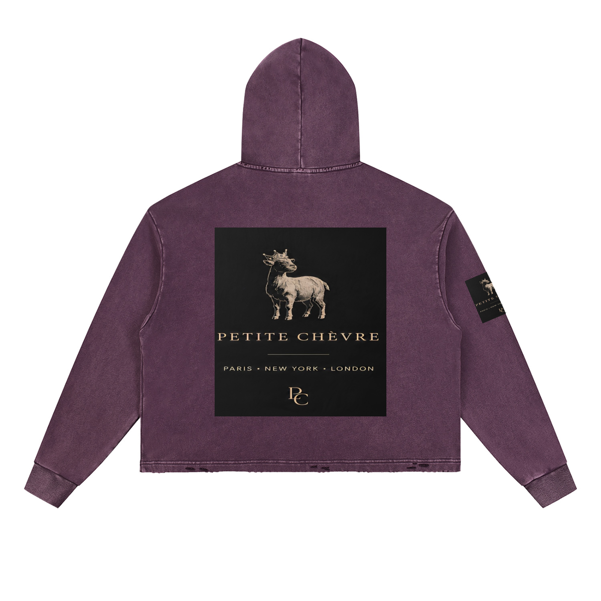 Vintage Washed Frayed-Hem Hoodie (multiple colors)