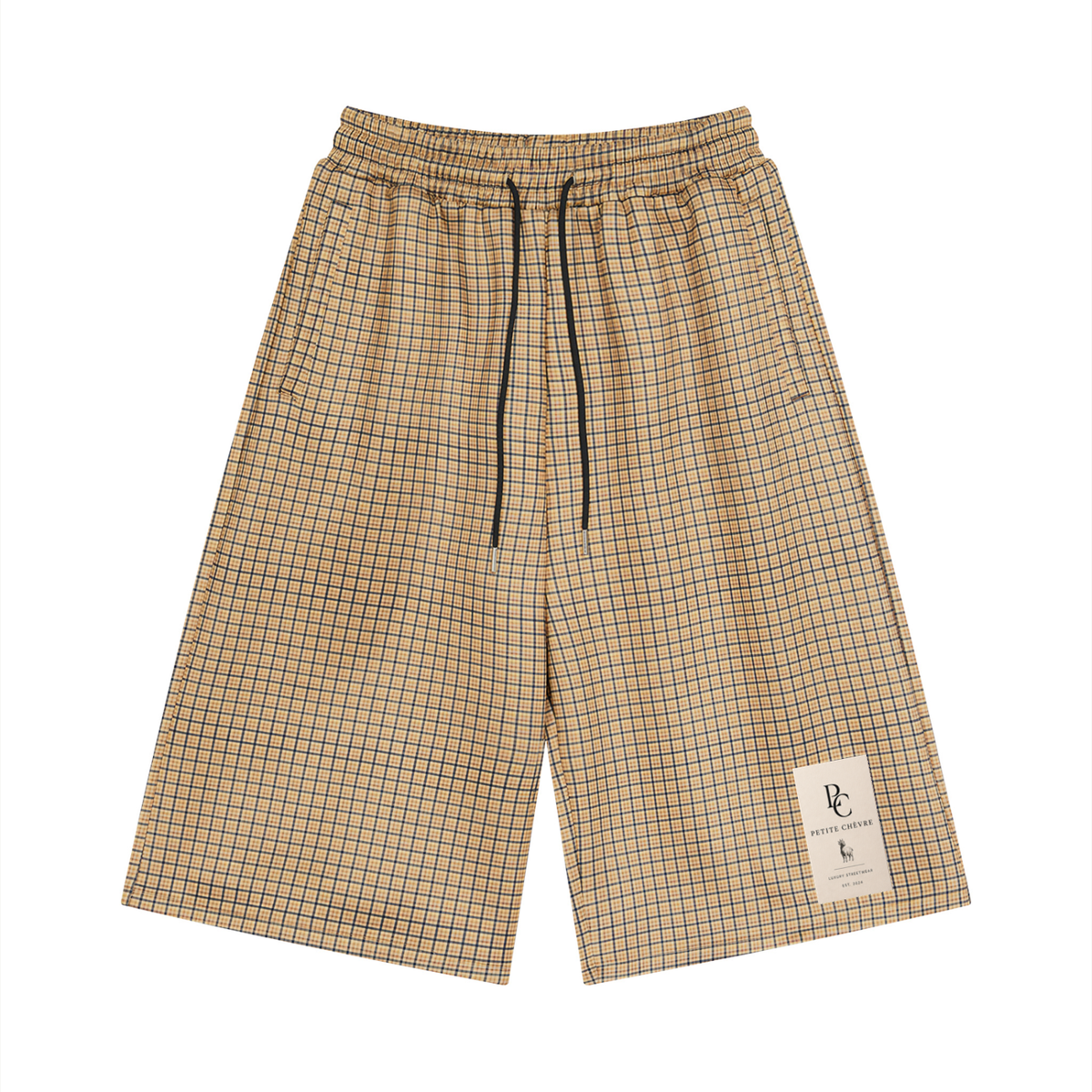 Unisex Plaid Drawstring Shorts