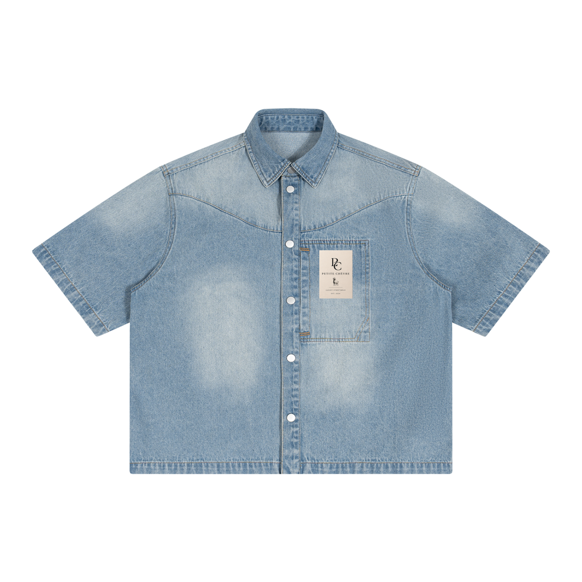 Vintage Wash Boxy Short Denim Shirt