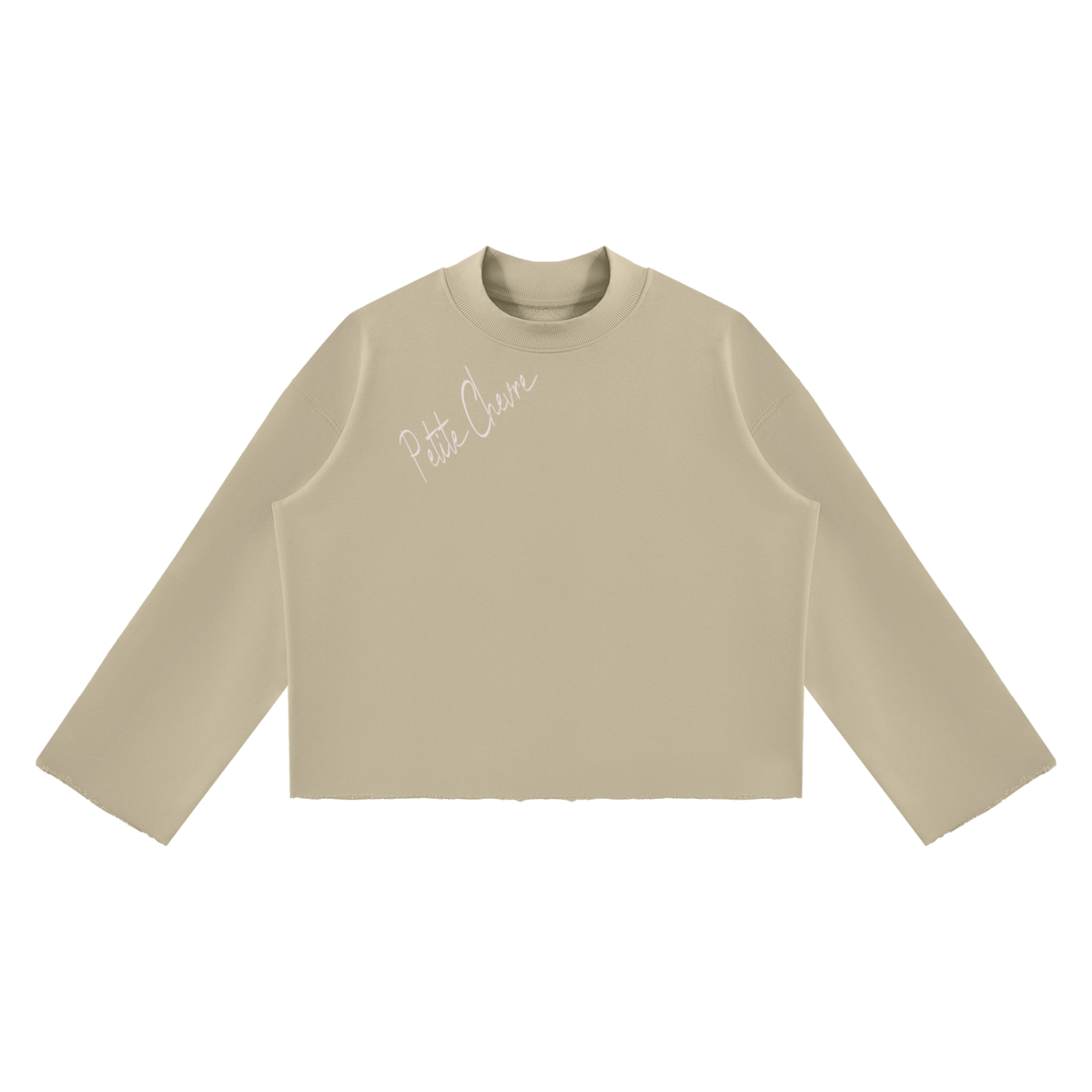 Unisex Mock Neck Raw Edge Boxy Sweatshirt
