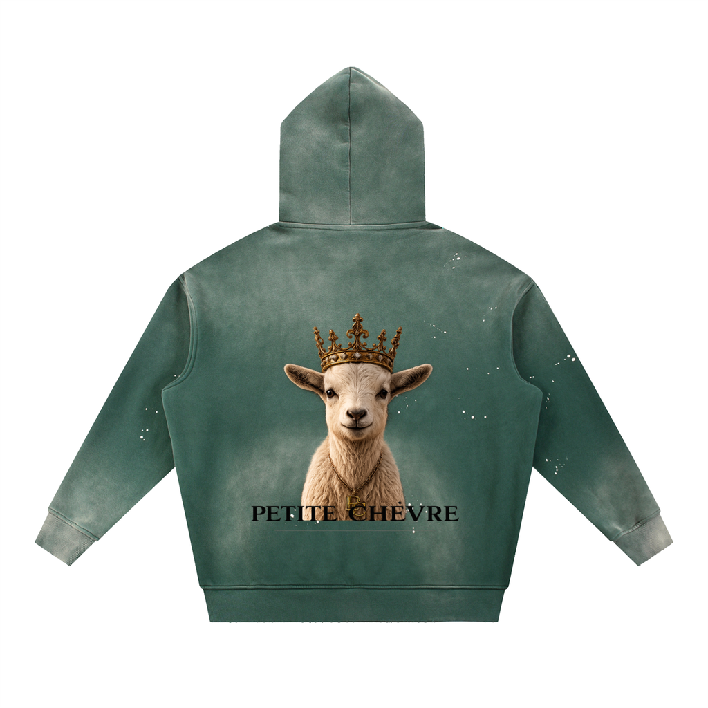 Vintage Washed Frayed Fleece Hoodie