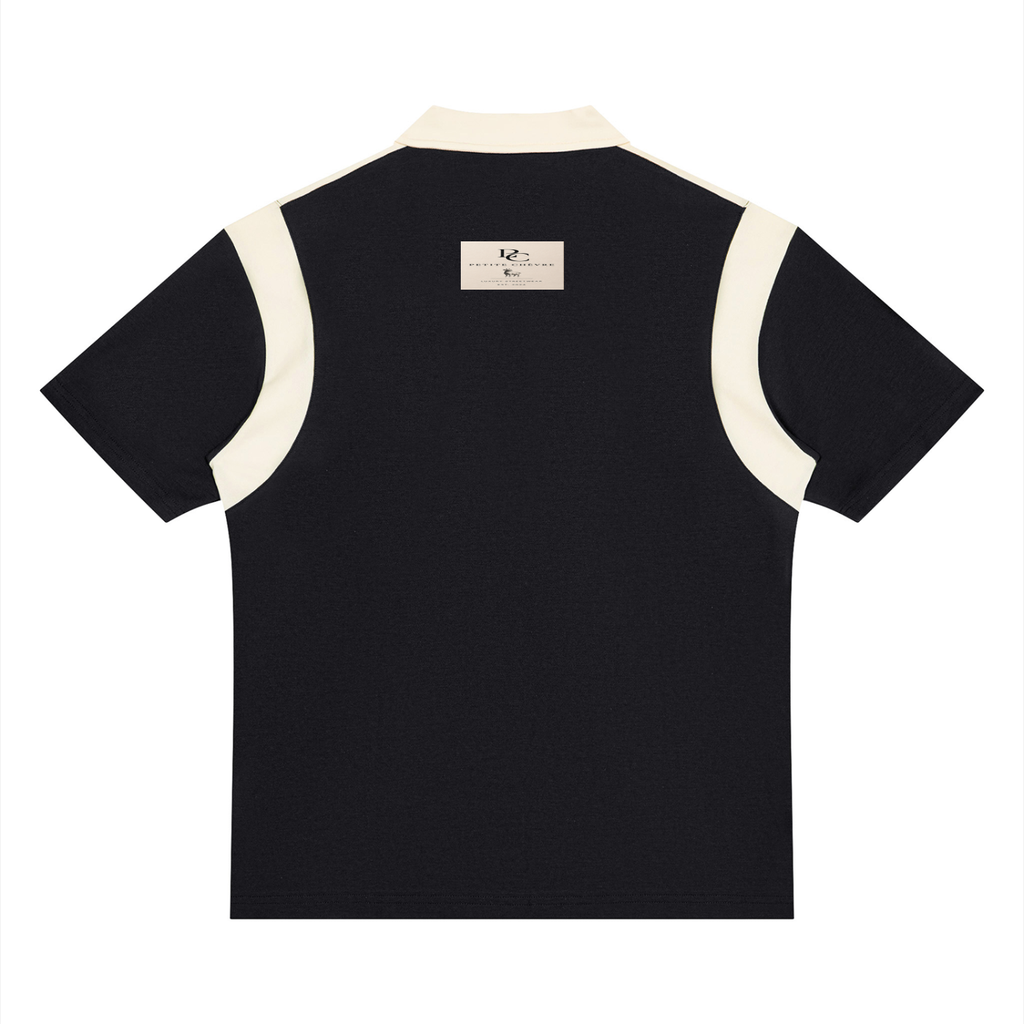 Unisex Color Block Quarter Zip Polo Shirt
