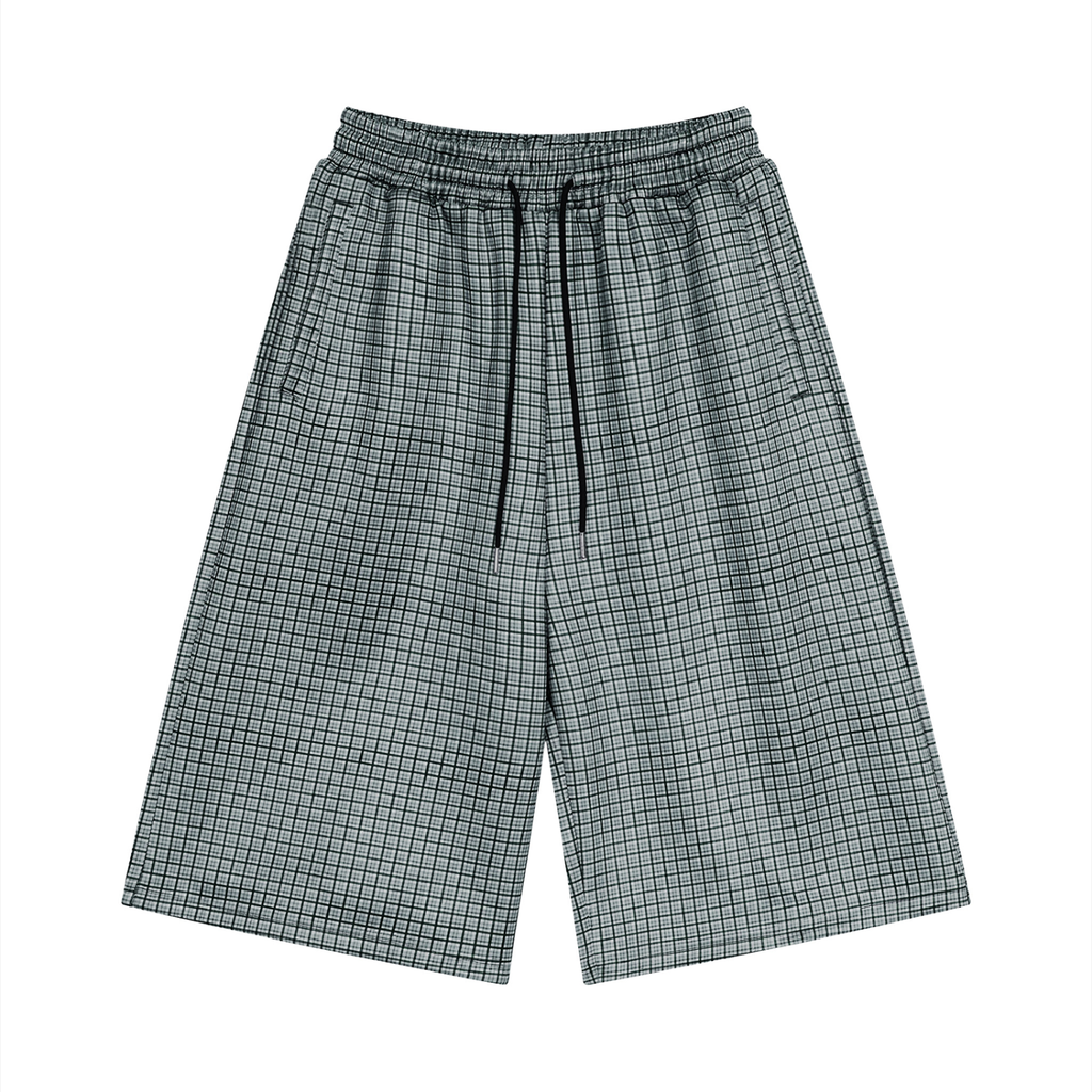 Unisex Plaid Drawstring Shorts