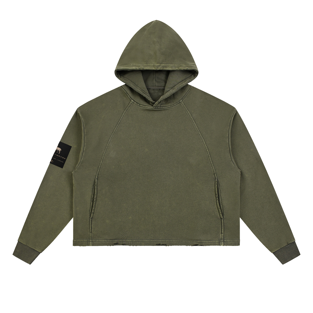 Vintage Washed Frayed-Hem Hoodie (multiple colors)