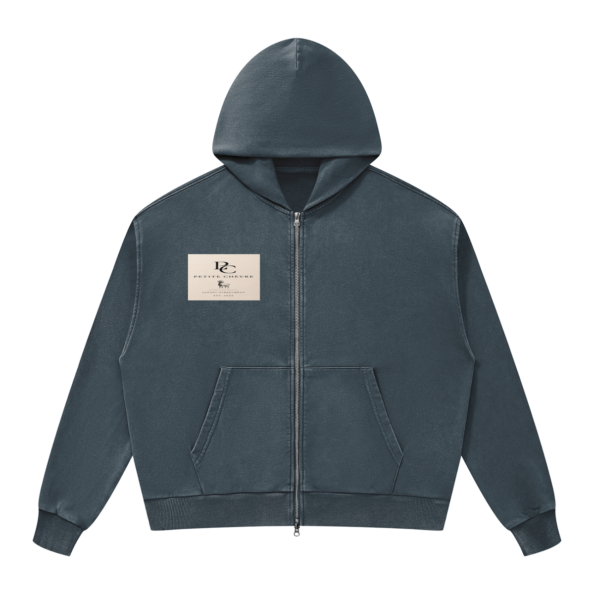 Unisex Mineral Wash Boxy Full Zip Hoodie