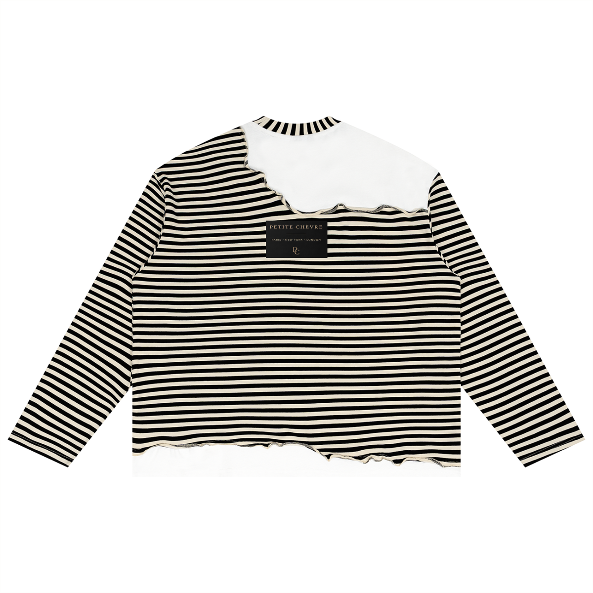 Unisex Striped Panel Boxy Long Sleeve T-Shirt