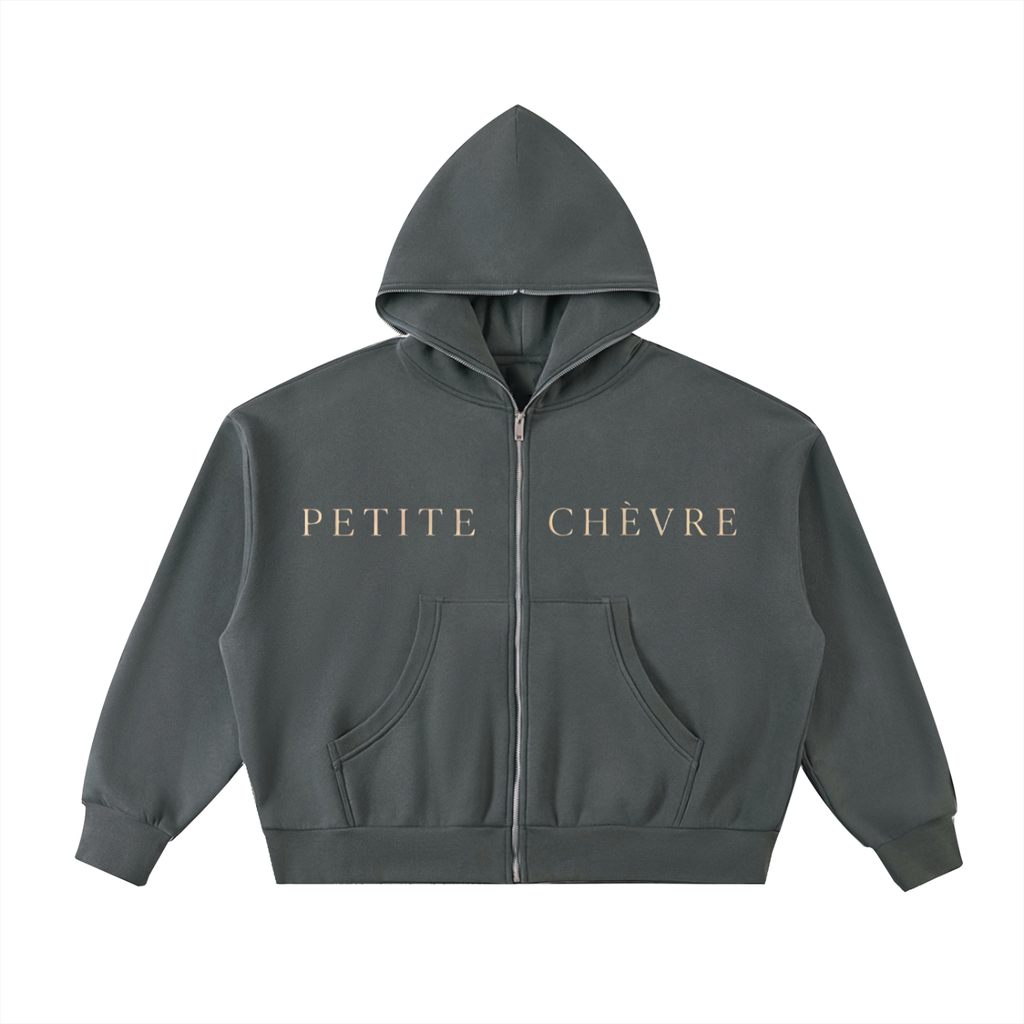 Street Goth Fleeced Full-Zip Boxy Hoodie