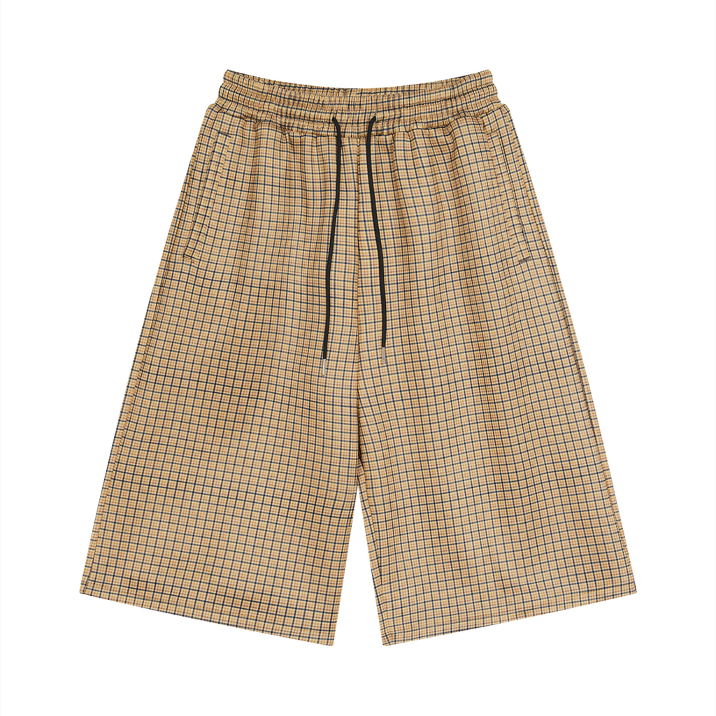 Unisex Plaid Drawstring Shorts