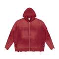Unisex Distressed Full Zip Sweater
