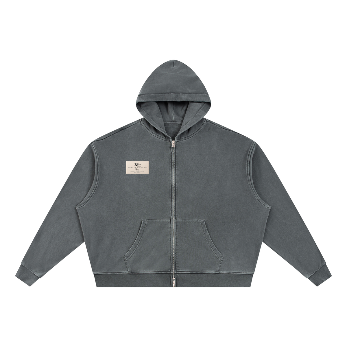 Unisex Vintage Wash Full Zip Boxy Hoodie