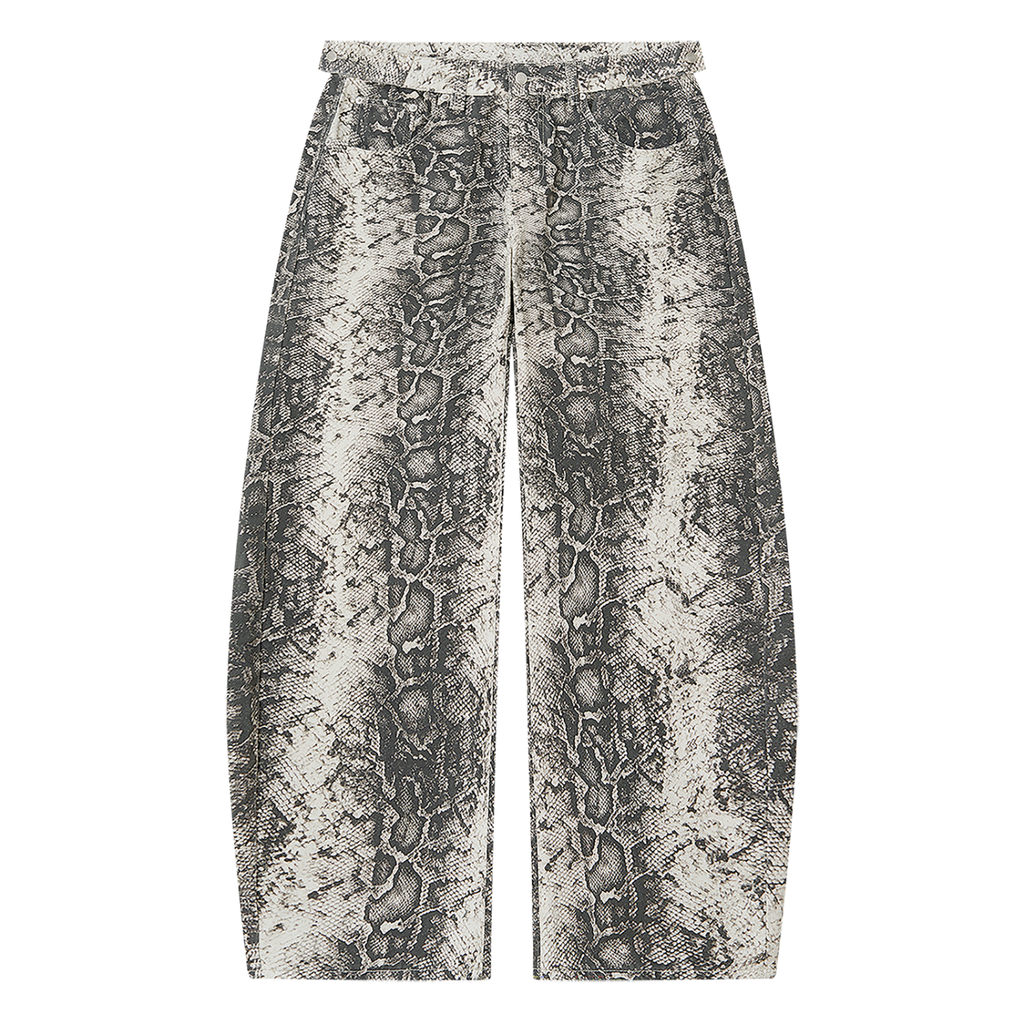 Men's Snake Print Barrel Leg Pants