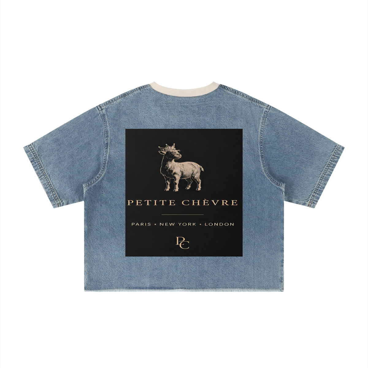 Unisex Vintage Wash Boxy Raw Hem Denim T-Shirt