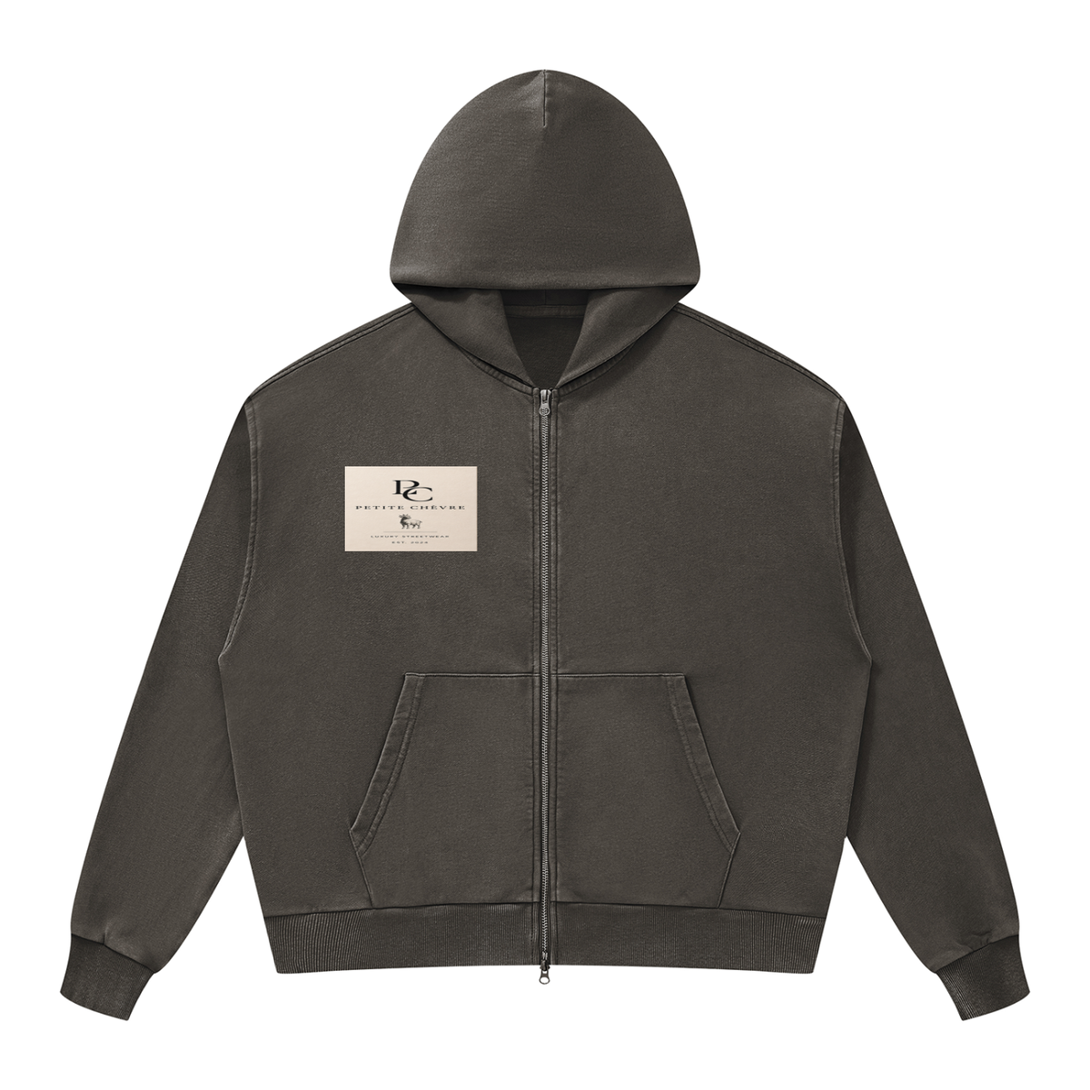Unisex Mineral Wash Boxy Full Zip Hoodie