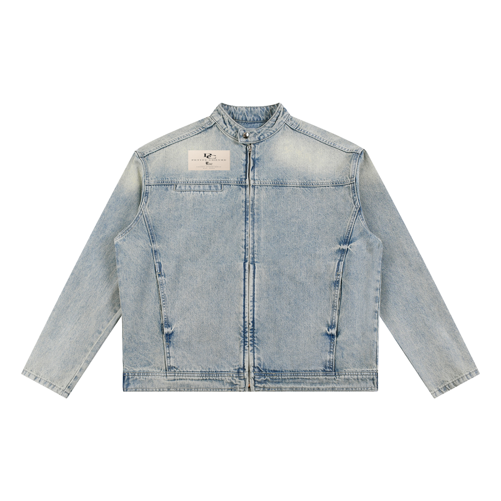 Vintage Wash Zip Denim Jacket