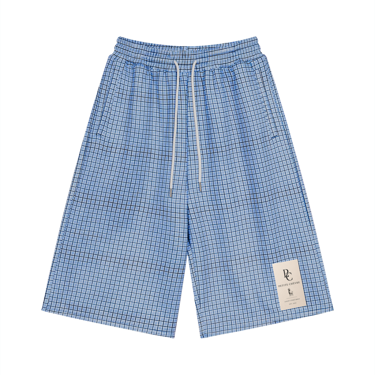Unisex Plaid Drawstring Shorts