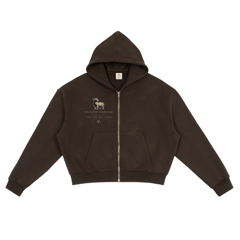 Fleece Zip-Up Boxy Hoodie