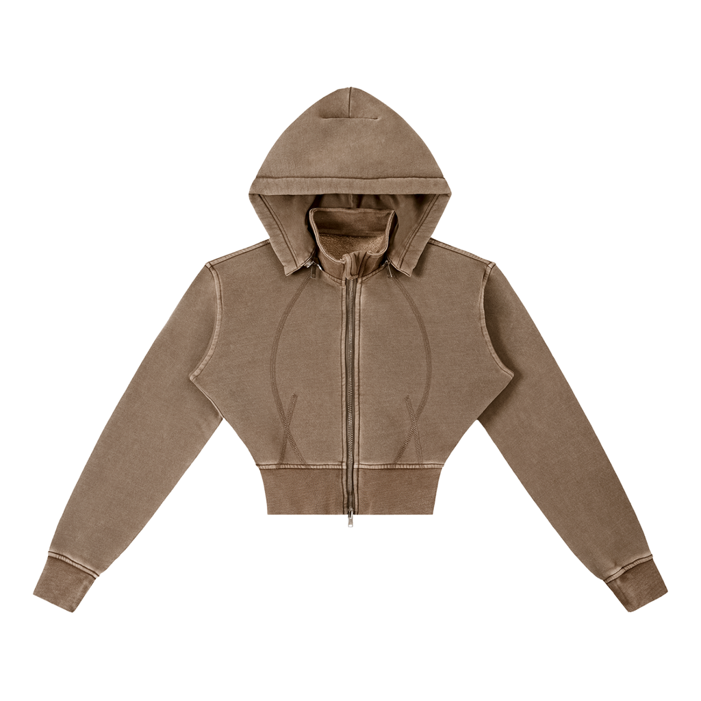 women's Vintage Washed Cropped Fleece Hoodie