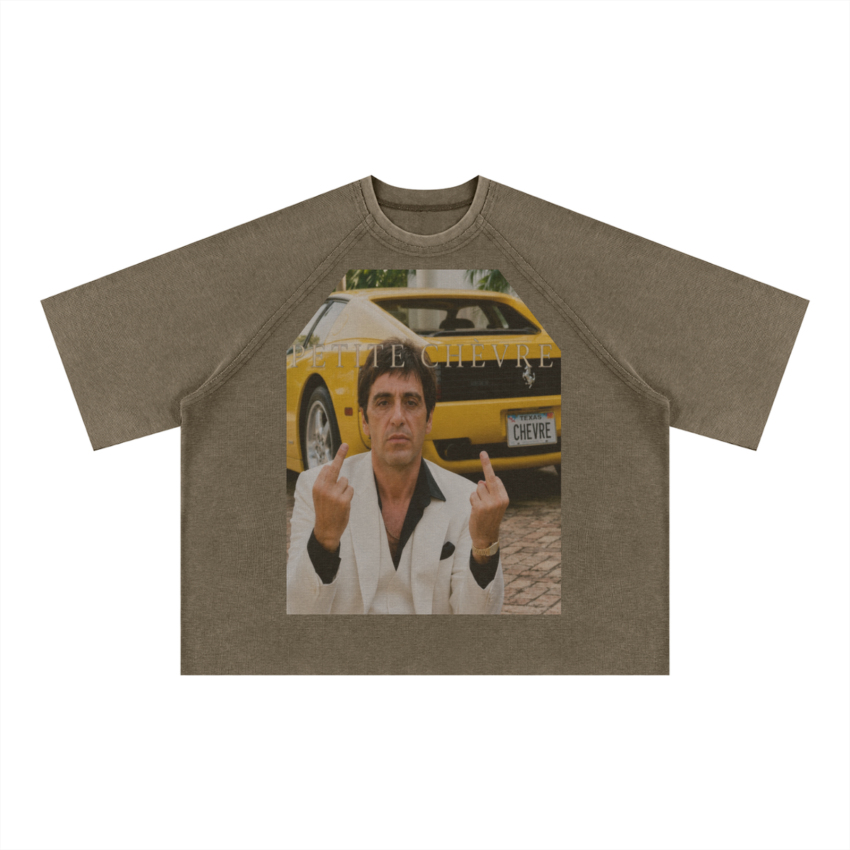Tony Montana Mineral Wash Boxy Waffle T-Shirt (multiple colors)