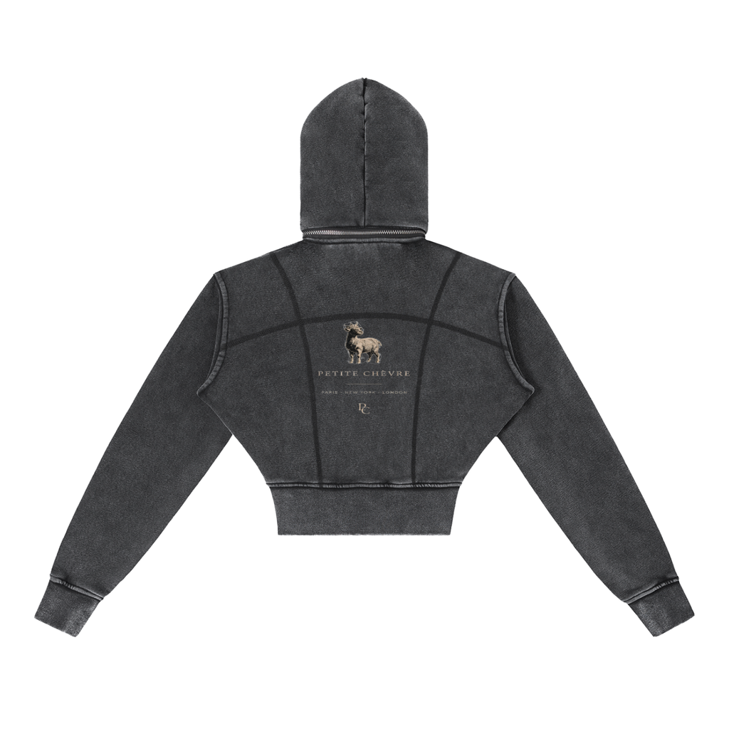 women's Vintage Washed Cropped Fleece Hoodie