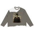 Unisex Striped Panel Boxy Long Sleeve T-Shirt