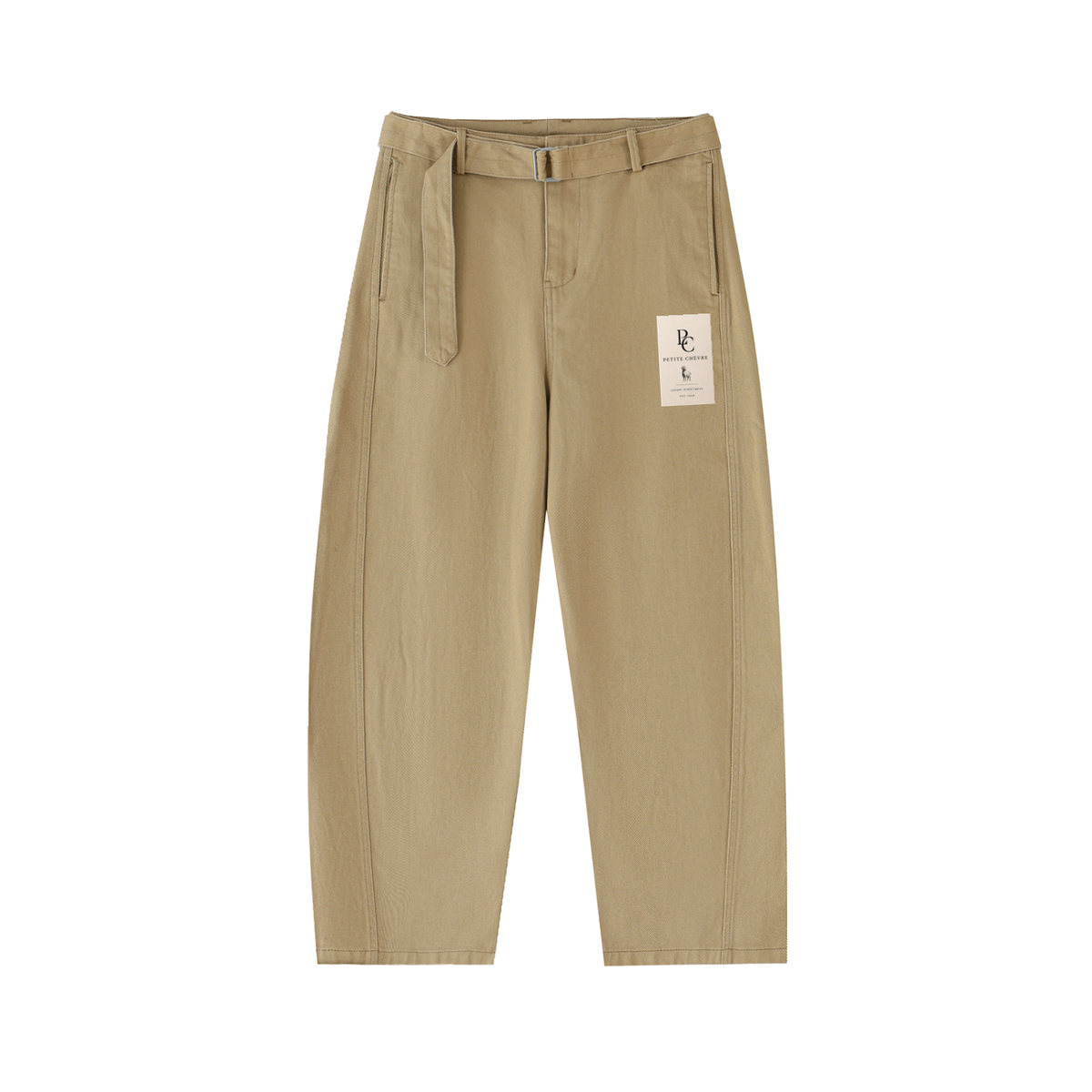 Belted Barrel-leg Chino Pants