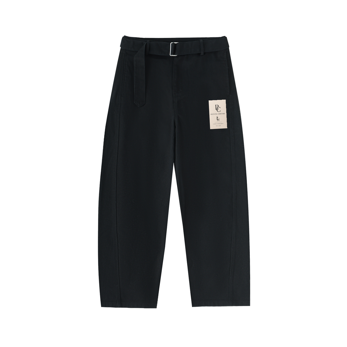 Belted Barrel-leg Chino Pants